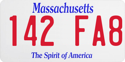MA license plate 142FA8