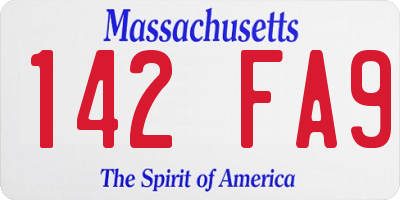 MA license plate 142FA9