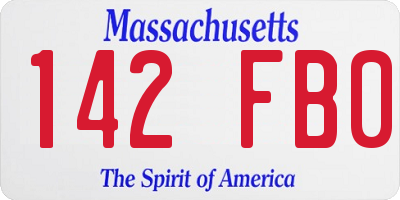 MA license plate 142FB0