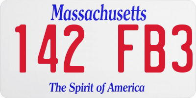 MA license plate 142FB3