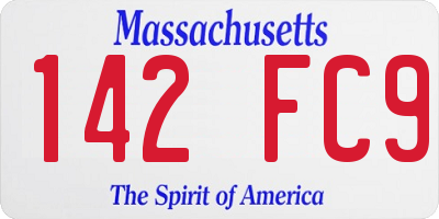 MA license plate 142FC9