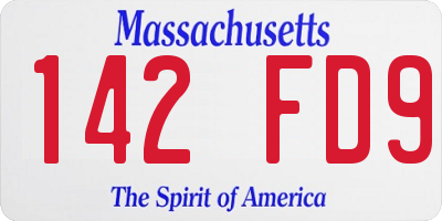 MA license plate 142FD9