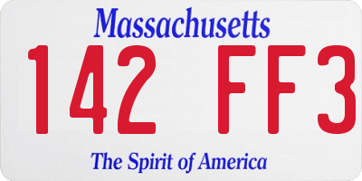 MA license plate 142FF3