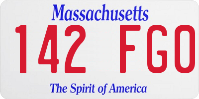 MA license plate 142FG0