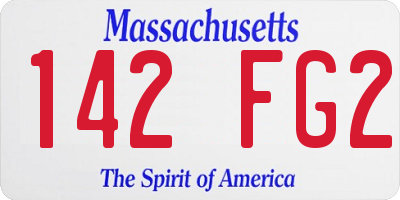 MA license plate 142FG2
