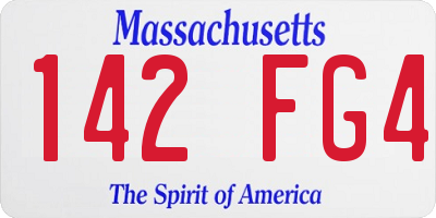 MA license plate 142FG4