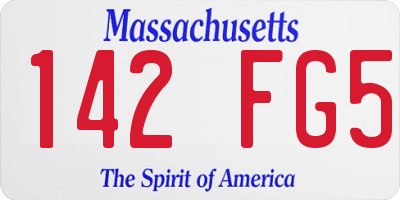 MA license plate 142FG5