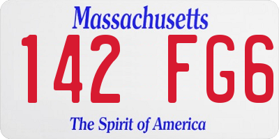 MA license plate 142FG6