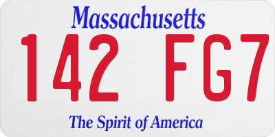 MA license plate 142FG7
