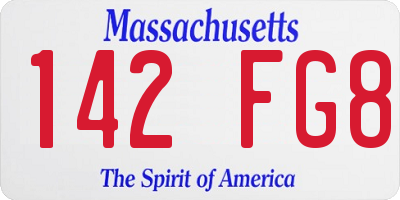 MA license plate 142FG8