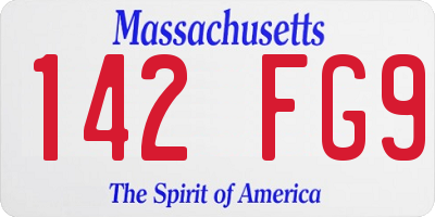 MA license plate 142FG9