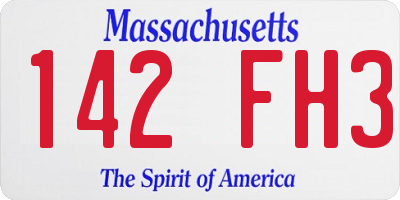 MA license plate 142FH3