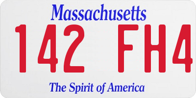 MA license plate 142FH4