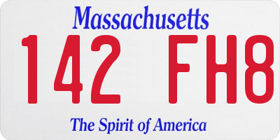 MA license plate 142FH8