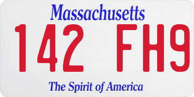 MA license plate 142FH9