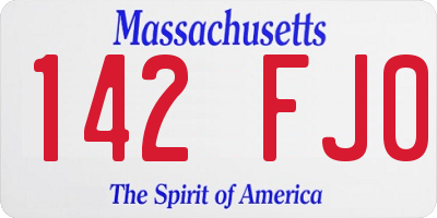 MA license plate 142FJ0