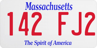 MA license plate 142FJ2
