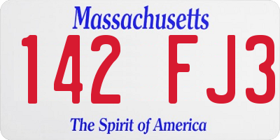 MA license plate 142FJ3