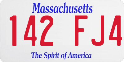MA license plate 142FJ4