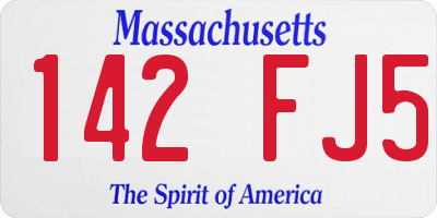 MA license plate 142FJ5