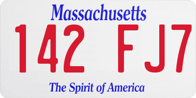 MA license plate 142FJ7