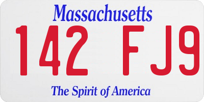 MA license plate 142FJ9