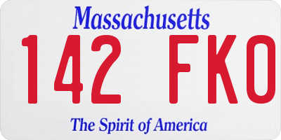 MA license plate 142FK0