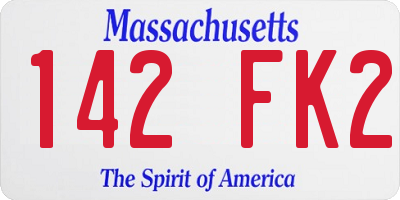 MA license plate 142FK2