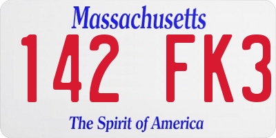 MA license plate 142FK3
