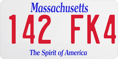 MA license plate 142FK4