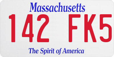 MA license plate 142FK5