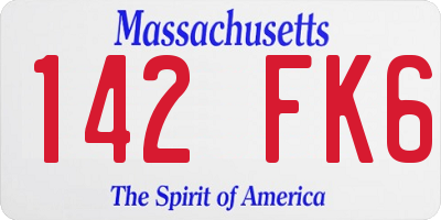 MA license plate 142FK6