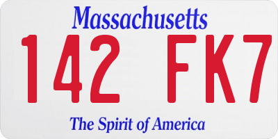 MA license plate 142FK7