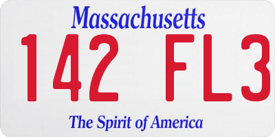MA license plate 142FL3