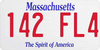 MA license plate 142FL4