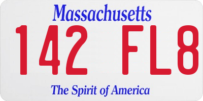 MA license plate 142FL8