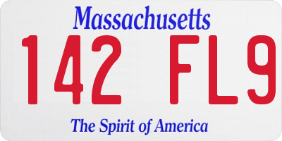 MA license plate 142FL9