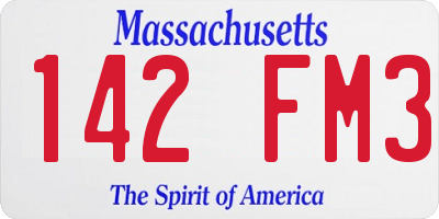 MA license plate 142FM3