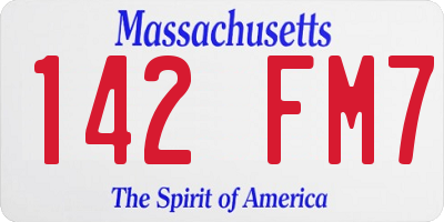 MA license plate 142FM7