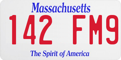 MA license plate 142FM9