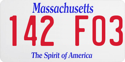 MA license plate 142FO3