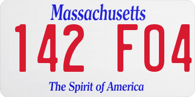 MA license plate 142FO4