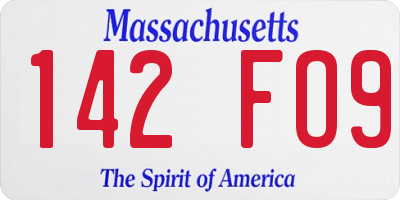 MA license plate 142FO9