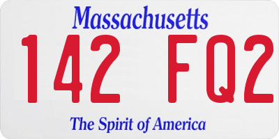 MA license plate 142FQ2