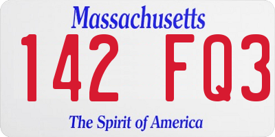 MA license plate 142FQ3