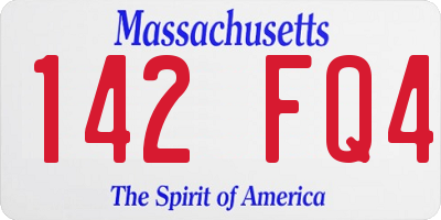 MA license plate 142FQ4
