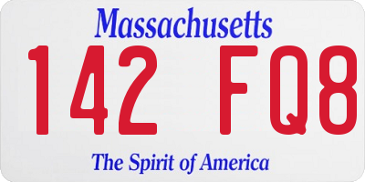MA license plate 142FQ8