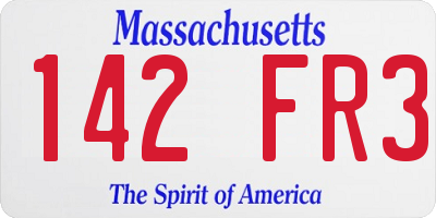 MA license plate 142FR3