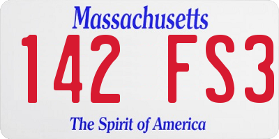 MA license plate 142FS3