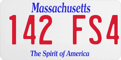 MA license plate 142FS4